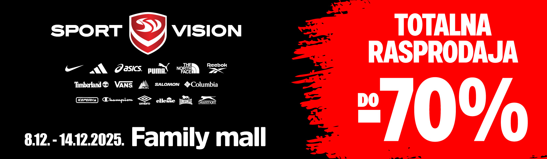 TOTALNA RASPRODAJA U FAMILY MALLU! OD 8. DO 14.12. UGRABI DO ČAK -70% POPUSTA!